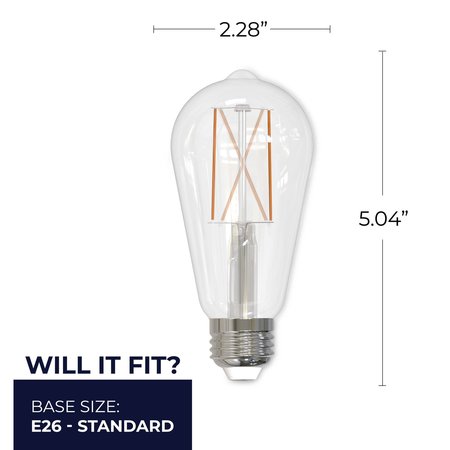 Bulbrite 8.5 Watt Dimmable Clear ST18 LED Light Bulbs with Medium E26 Base, 2 PK 861422